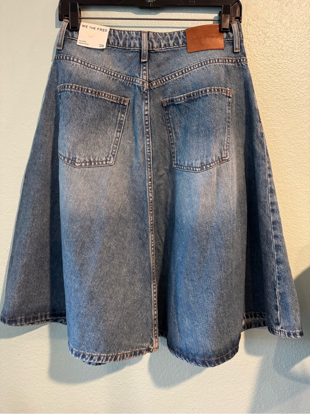 NWT FREE PEOPLE WE THE FREE ECLIPSE DENIM MIDI SKIRT - Picture 7 of 7